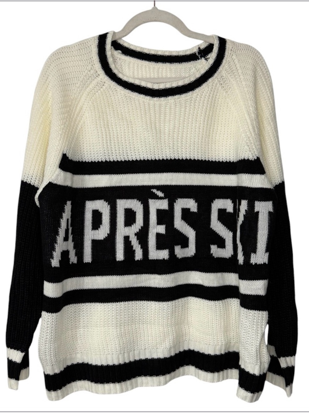 Musera Black & Cream 'APRÈS Ski' Knit Crew Sweater